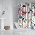thumbnail image 2 of Waterproof Beautiful Colorful Floral Shower Curtain 72x72 Inch Boho Style Polyester Unique Shower Curtain for Bathroom Hotel Home Decor with 12 Plastic Hooks, 2 of 5