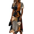 thumbnail image 2 of Womens Halloween Dresses Ghost Witch Hat Short Sleeve Horror Midi Dresses Pumpkin Bat V Neck Funny Sundress, S, 2 of 4