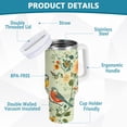 thumbnail image 2 of Yayeee 30oz Stainless Steel Tumbler with Straw and Handle Double-Wall Insulated Travel Water Bottle, Green Floral Pattern, 2 of 8