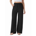 thumbnail image 2 of Women'S High Waist Drawstring Wide Leg Linen Blend Casual Pants with Pockets Black XXL, 2 of 8