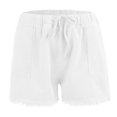 thumbnail image 6 of LIIPEE Women Jean Shorts Elastic High Waisted Drawstring Tassels Denim Shorts With Pockets Female Stylish Hiking Travel Jogging Shorts,White,M, 6 of 7