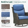 thumbnail image 5 of PARKWELL Patio Wicker Chairs Swivel Rocker Set of 4,Outdoor Rattan Swivel Glider Rocking Lounge Chairs for Patio Porch Pool,Brown/Navy, 5 of 7