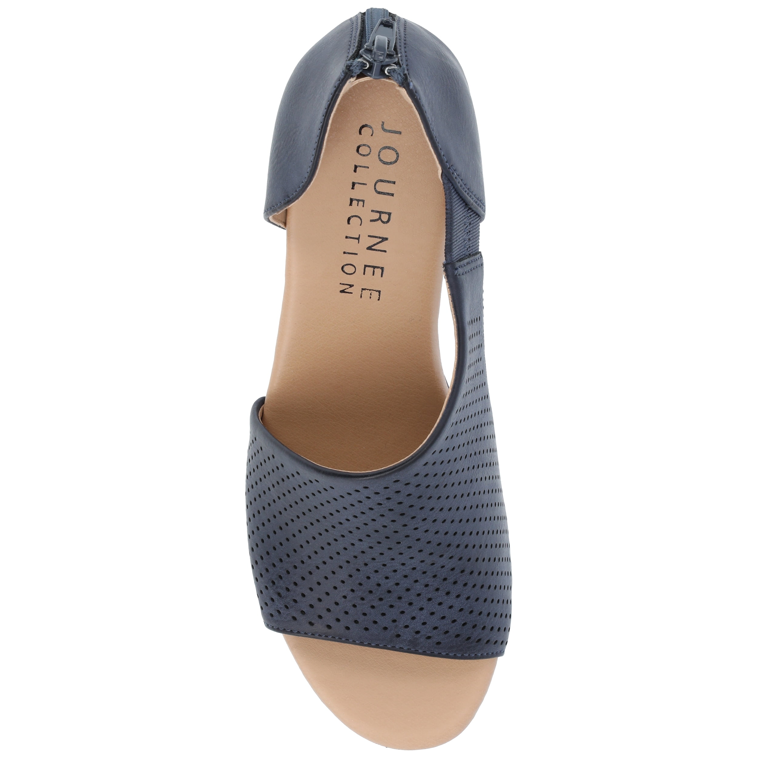 Journee Womens Aretha Back Heel Zip Peep Toe Wedge Sandals, Widths Available