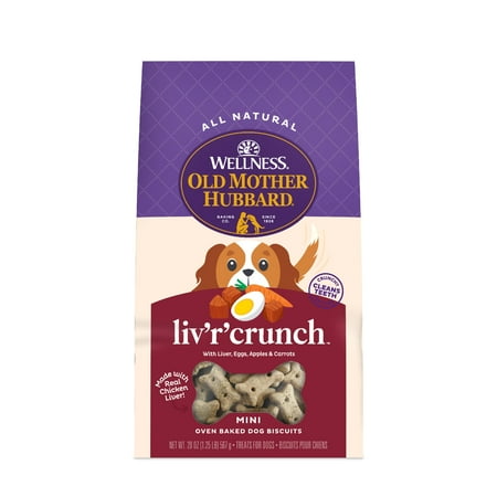 Old Mother HubbardEGSC Wellness Liv R Crunch Dog Biscuits  Natural  Training Treats  Chicken Liver  Oats  Apples  Carrots  & Eggs Flavor  Mini Size  (20 Ounce Bag)