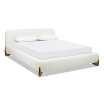 Jennifer Taylor Home Alpine Puffy Modern Platform Bed, Queen, Ivory White Boucle