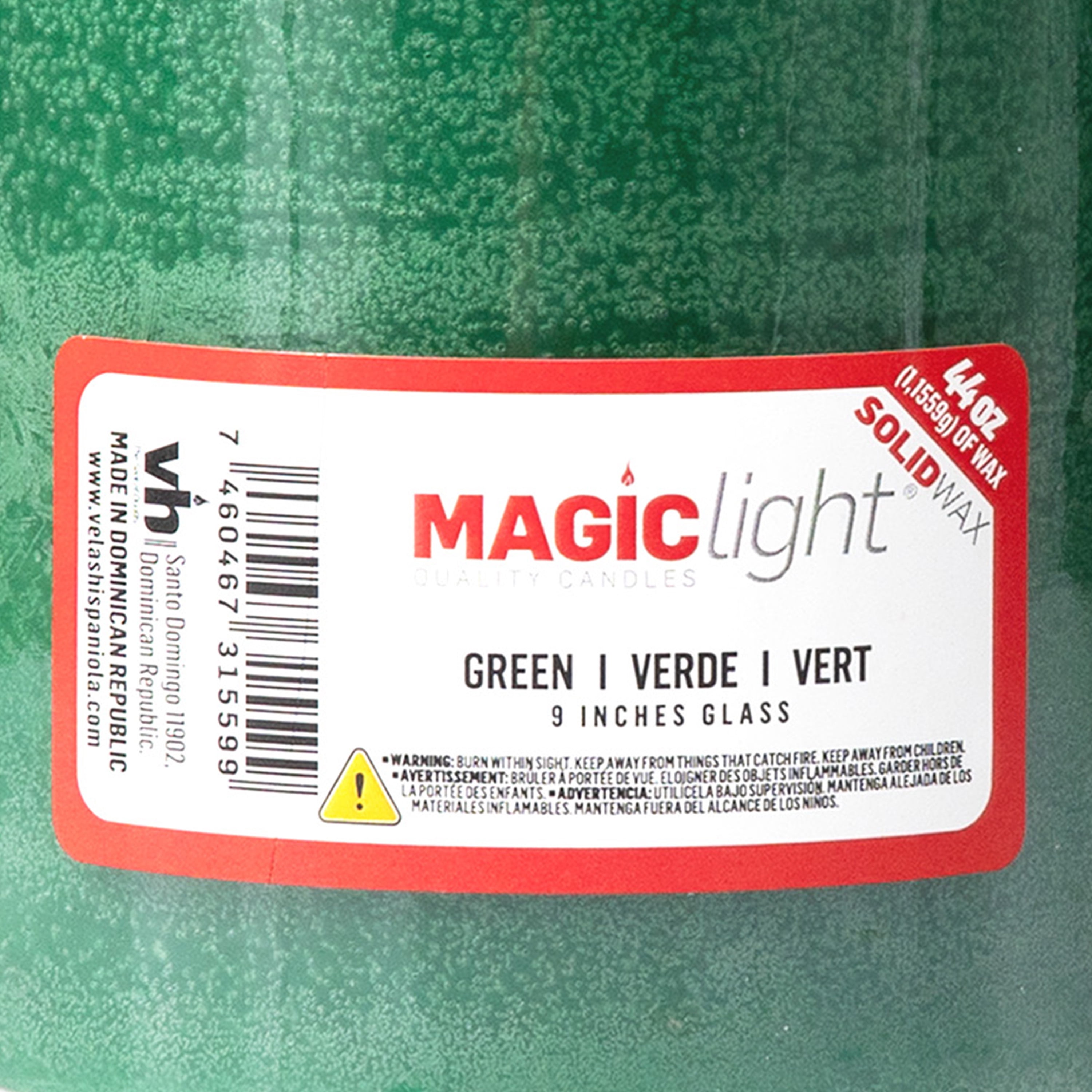 MagicLight Religious Candles 44 oz - Clear Glass Jar, Unscented Green Wax