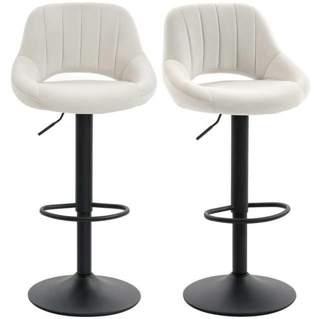 HOMCOM Bar Stools Set of 2 Swivel Adjustable Counter Height Barstools