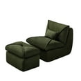 thumbnail image 4 of JERFIT Modern Lounge Chair with Ottoman, Compact Upholstered Sofa in Green Chenille Fabric for Small Spaces, Living Room, Bedroom, Studio, 4 of 10