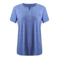thumbnail image 5 of Pxxlle Plus Size Short Sleeve Tshirts for Women Solid Color Casual V Neck Shirts Oversized Summer Tunic Tops Loose Fitting Basic Tees for Ladies Sky Blue M, 5 of 5