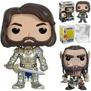 Funko POP Movies Warcraft Collector Set: Lothar, King Llane, Durotan + Premium Protector