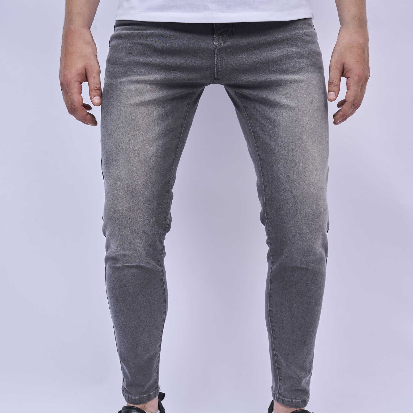 Moto Skinny Fit Drop Crotch Gray Denim Jeans – denimkratos