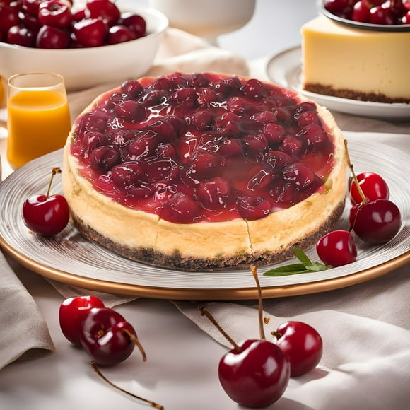 Andy Anand Sugar Free Cherry Cheesecake 9" Fresh Made, Delicious-Decadent & Greeting Card, Birthday Valentine, Christmas, Anniversary (2 lbs)