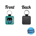 thumbnail image 4 of Black Cat Reading Book Faux Leather Square Keychain, 4 of 7