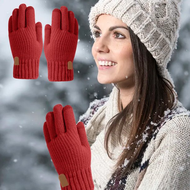 Guantes de punto de invierno para hombre | Guantes térmicos para pantallas táctiles | Guantes acrílicos con forro polar para protección contra el frío en exteriores