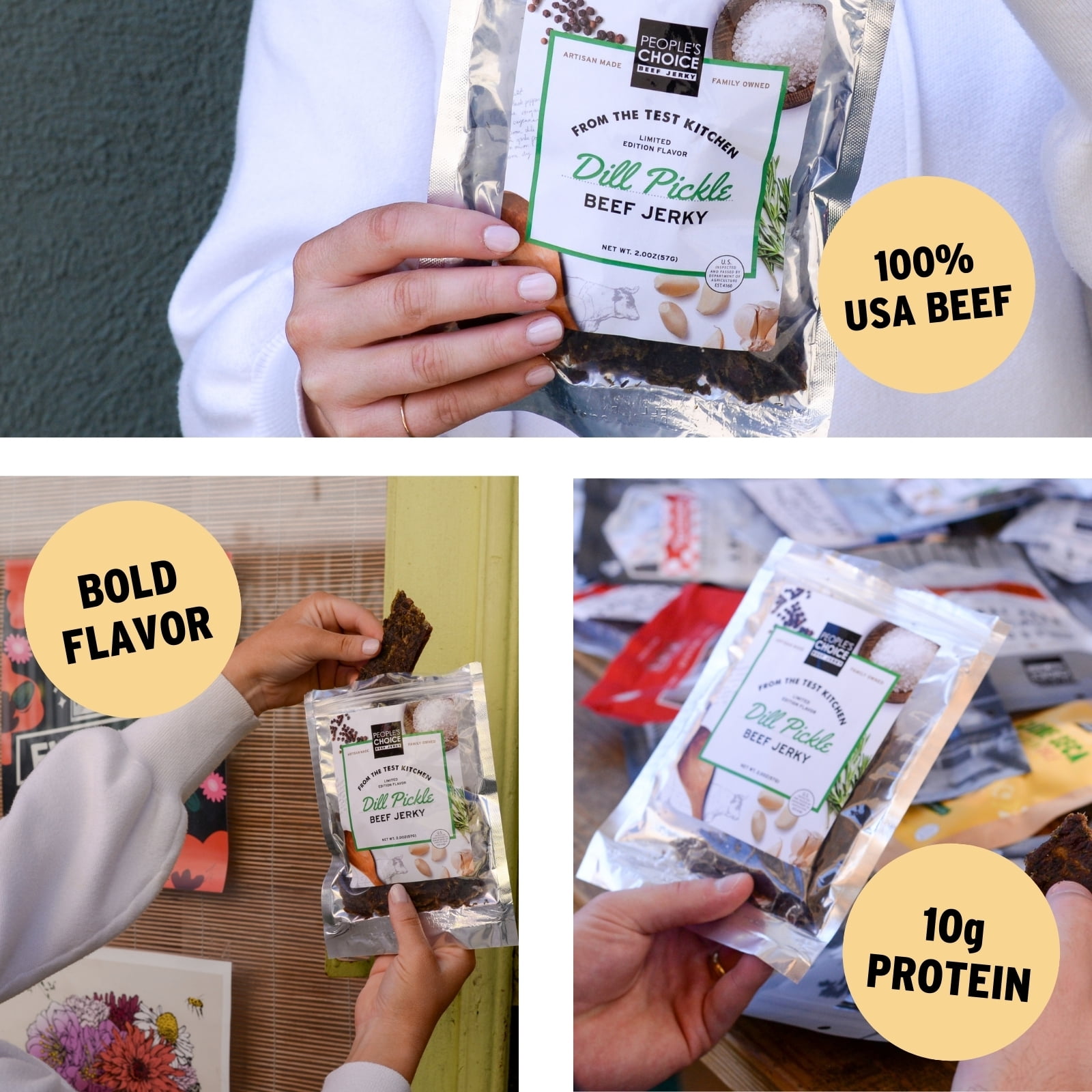 People's Choice Beef Jerky - Test Kitchen Small Batch - Dill Pickle - 1 Pound - 1 Bag