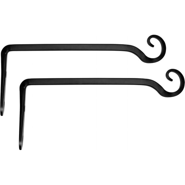 Soporte para plantas colgantes, gancho de pared de metal de 10 pulgadas, colgador decorativo para plantas para comederos de pájaros, paquete de 2, negro