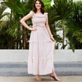 thumbnail image 6 of FYMNSI Mommy and Me Dresses Floral Print Family Matching Outfits Ruffled Summer Midi Tank Dress Square Neck Flowy Sundress Pink (Mom L), 6 of 9