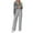 Gray, variant on BangWanChi Lounge Sets for Women 2 Piece Women New Winter Loose Casual Striped Button Long Sleeved wide Leg Pants Knitted Two-piece Set Long Sleeved Lapel Set