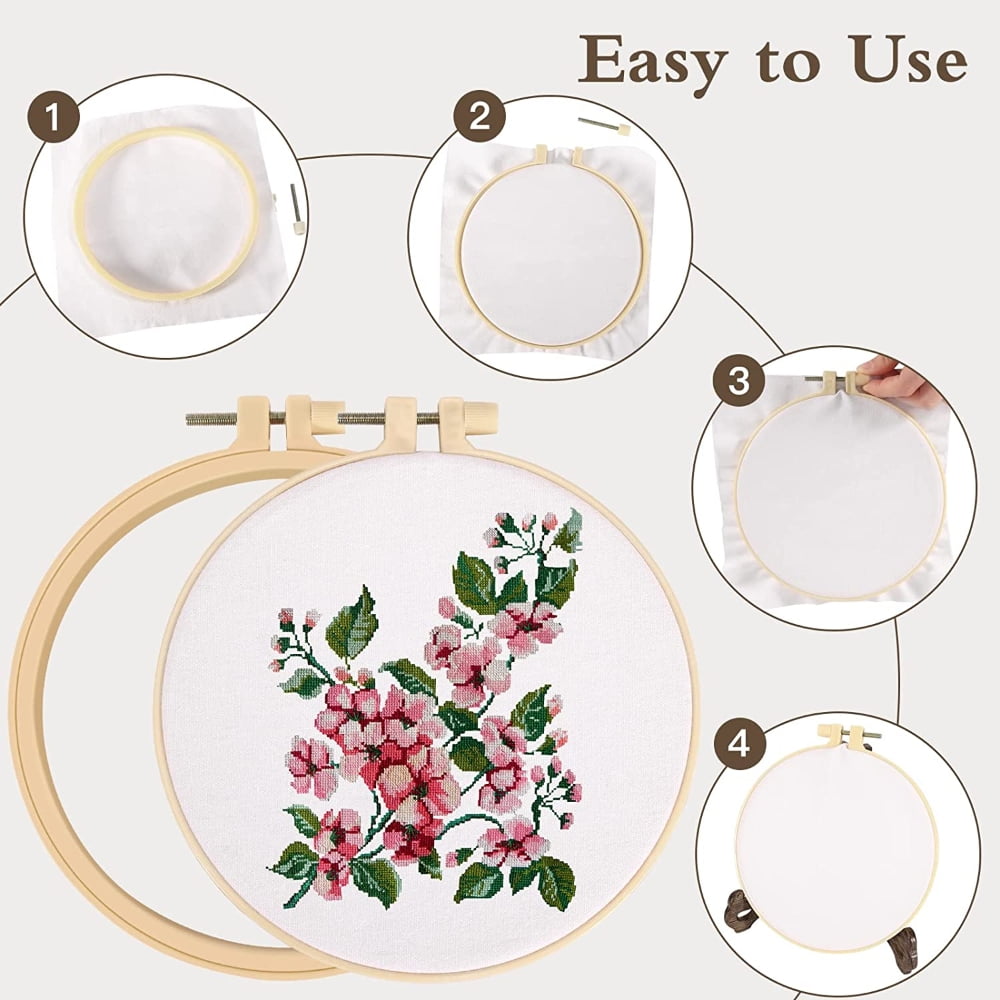SNNROO 5 Pieces Embroidery Hoop Set Plastic Circle Cross Stitch Hoop for Embroidery, Craft Sewing and Ornaments
