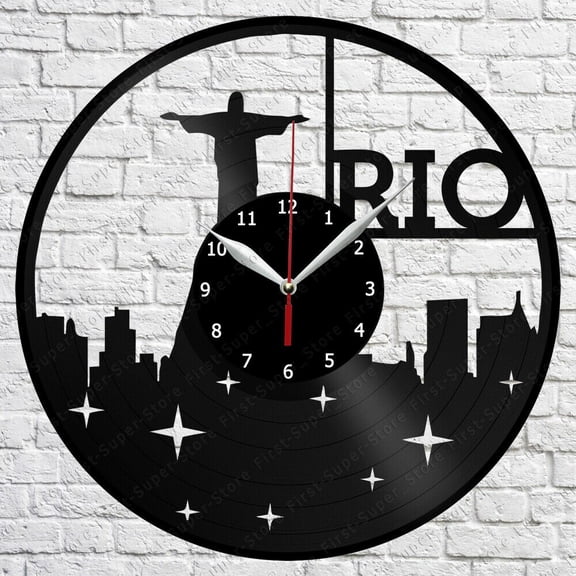 Rio De Janeiro Skyline Vinyl Record Wall Clock Home Fan Art Decor Vintage Wall Art Design