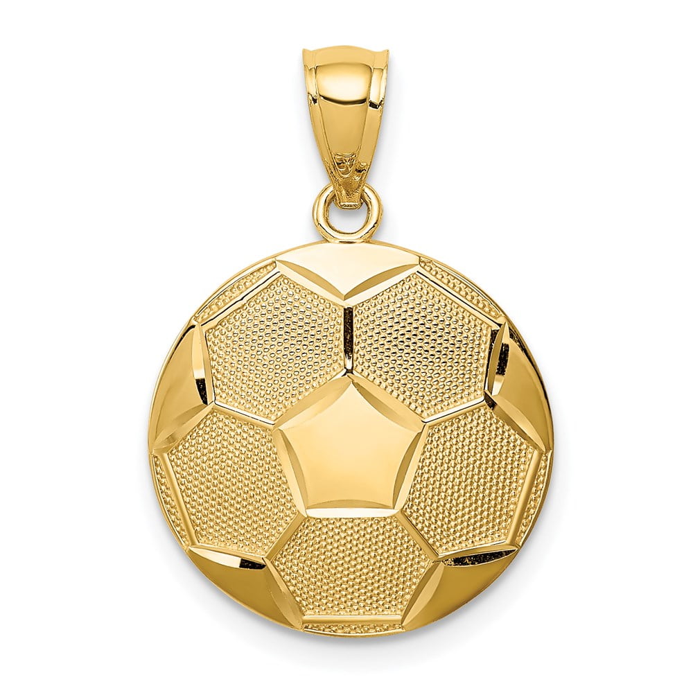 K&C 10k Yellow Gold Soccer Charm on a 14K Yellow Gold Carded Rope Chain Necklace