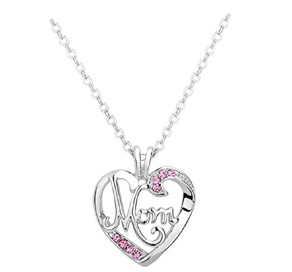 KETI TOYS - Mother Daughter Pendant Heart Necklace- Pink and Silver ...