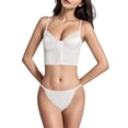 thumbnail image 1 of Gibobby Conjuntos de bragas de encaje Conjunto de ropa interior Sexy de satén con corsé de espina de pescado para mujer(Blanco, CH), 1 of 5