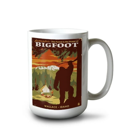 

15 fl oz Ceramic Mug Wallace Idaho Home of Bigfoot Dishwasher & Microwave Safe