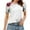 White, variant on Women's Floral Print Short Sleeve Round Neck Tee with Ruffle Sleeves Spring Summer Fashion Top, Mock Cotton Beige S
