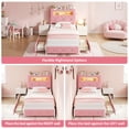 thumbnail image 2 of Hijob Twin Size Bed Frame for Girls/Kids with 2-Tier Storage Headboard, Velvet Upholstered Platform Bed with 2 Storage Drawers, Built in Charging Station & LED, Pink, 2 of 13