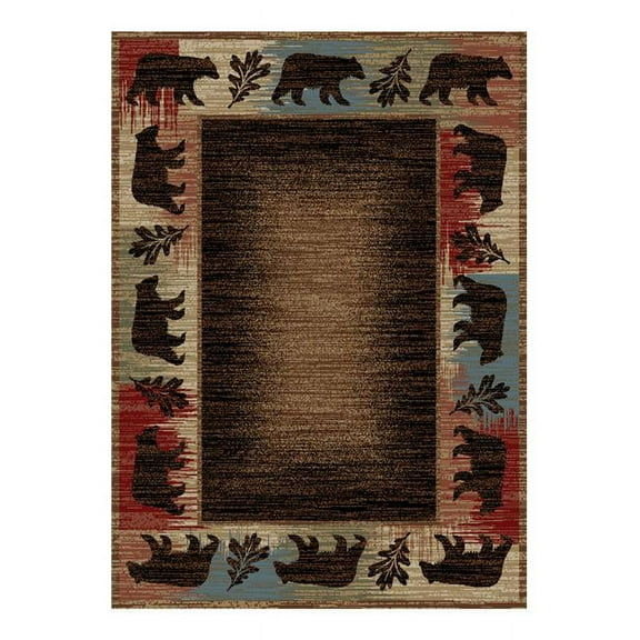 Mayberry Rugs Hearthside Lodge Bear Rug 5'3"x7'3" 5' x 8'