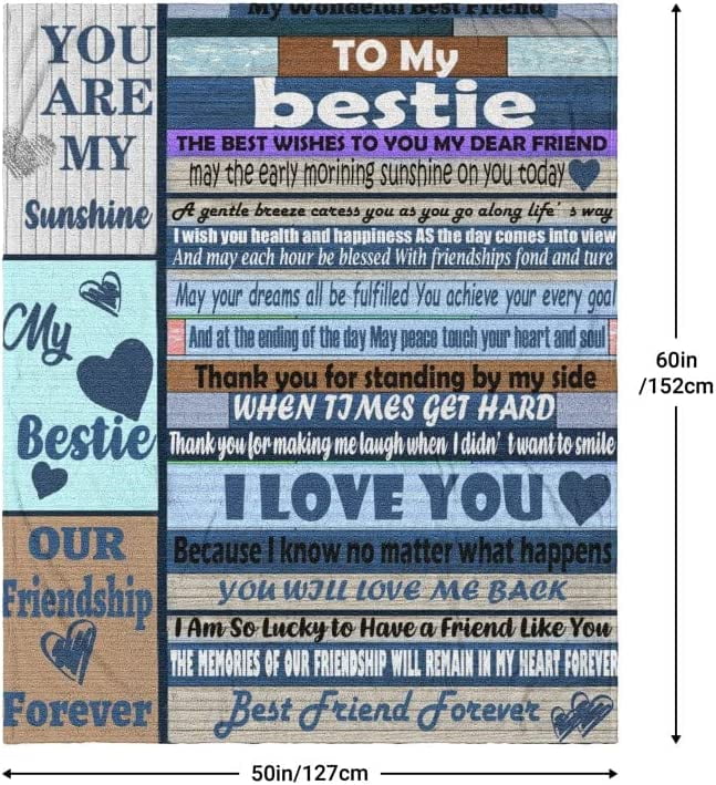 Bestie Gifts to My Bestie Blanket Best Friend Christmas Birthday Gift for Women Sister Girls Custom Long Distance Friendship Present for her Ultra Soft Throws Blankets 60 inchx50 inch
