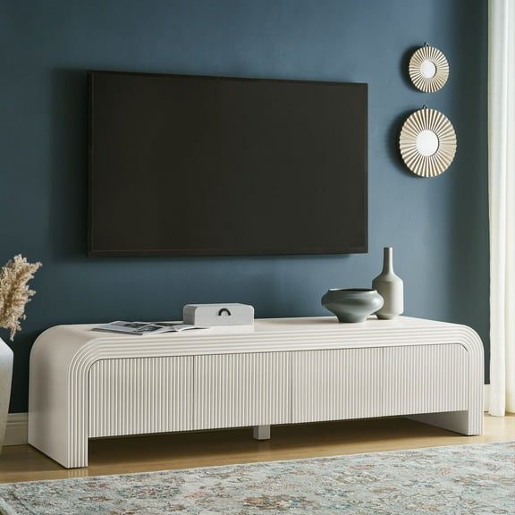 Waterflute TV Stand in White Matte