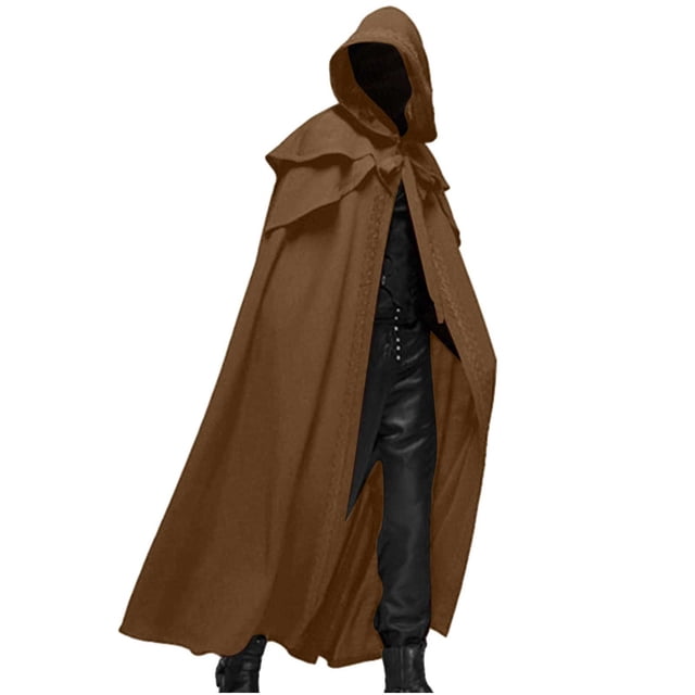 Haut à Capuche Patchwork Solide pour Hommes Décontracté Fête Rétro Gothique Long Cape Tenue de Scène