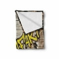 thumbnail image 2 of Rasta Soft Flannel Fleece Throw Blanket, Jamaican Reggae Music Inspired Rastafari Street Graffiti Image, Cozy Plush for Indoor and Outdoor Use, 50" x 60", Pale Green Yellow, by Ambesonne, 2 of 6