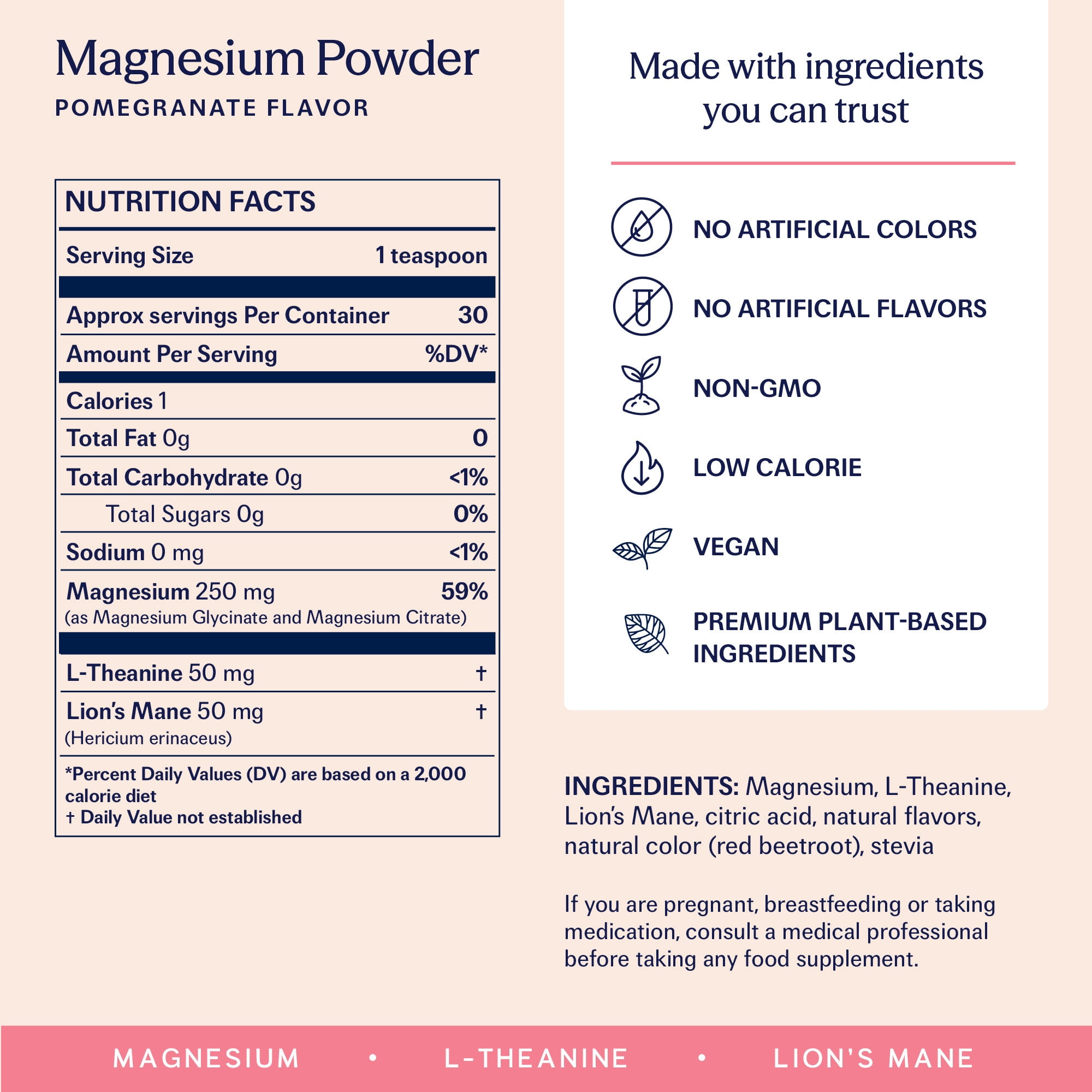 TRIP 4-in-1 Calming Magnesium Glycinate Powder, Stress Relief Magnesium Drink Mix - Pomegranate - 4.9oz