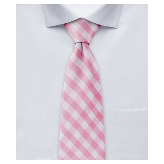 Jacob Alexander Men's Gingham Checkered Pattern Neck Tie - Extra Long - Pink