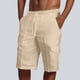 thumbnail image 3 of Pantalones cortos cargo informales para hombre - Diseño con cordón y múltiples bolsillos - Mezcla de lino ligera - Para la playa y el deporte, 3 of 5