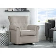 thumbnail image 3 of Pemberly Row Fabric and Wood Glider Swivel Rocker Chair in Flax Gray, 3 of 5