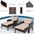 thumbnail image 5 of DORTALA Outdoor Rattan Furniture Set – 5 Piece Patio Conversation Group with Cushions, Glass Table, Ottomans and Chairs for Backyard or Balcony, 5 of 14