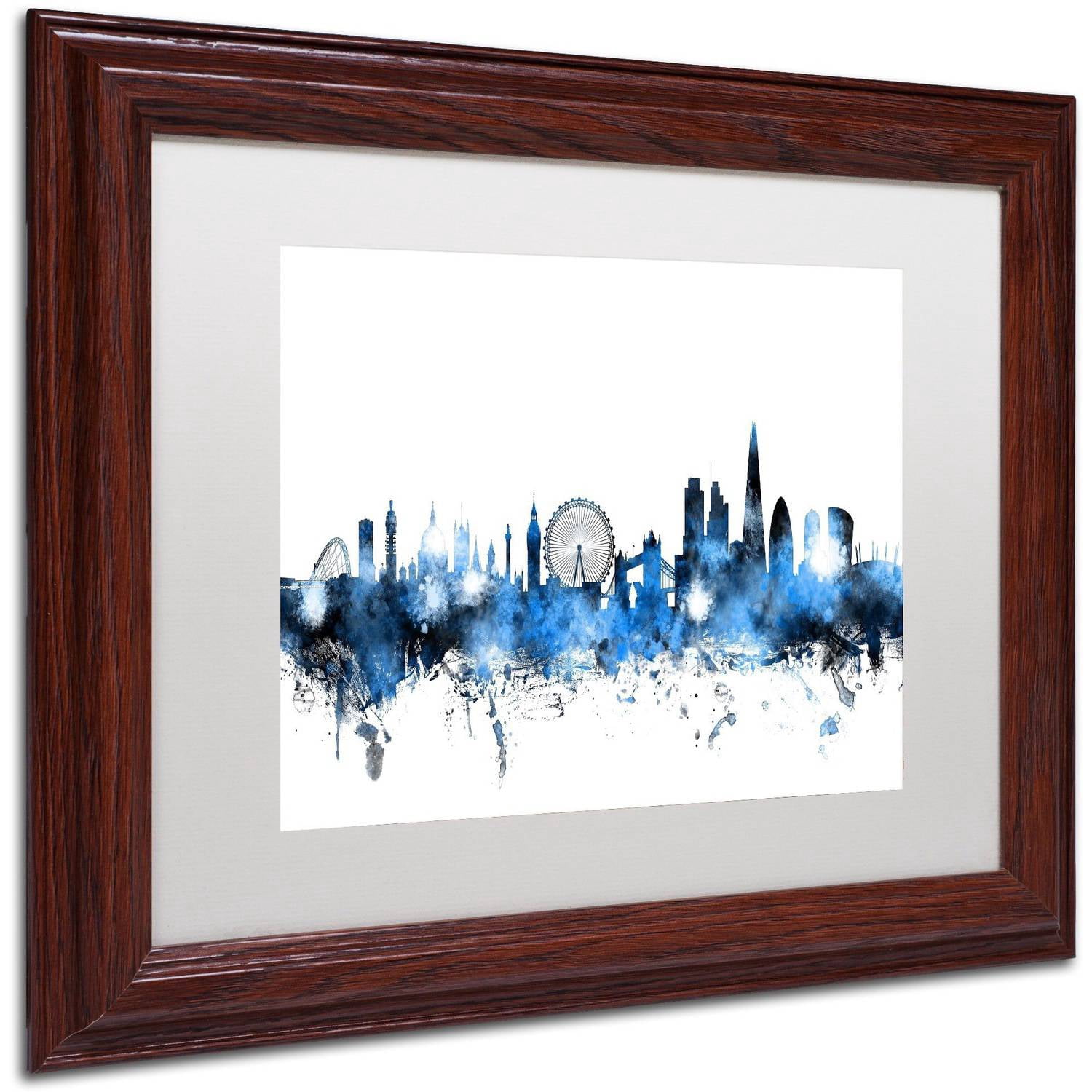 Trademark Fine Art 'London England Skyline' Canvas Art by Michael Tompsett, White Matte, Wood Frame