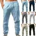 thumbnail image 5 of Dsseng Mens Linen Trousers Cotton Harem Casual Pants Loose Baggy Drawstring Yoga Long, 5 of 5