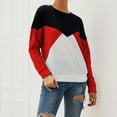 thumbnail image 2 of Long Sleeve Shirts for Women Fall Fashion Clothes Color Block Patchwork Casual Sweatshirts Crewneck Pullover Blouse, 2 of 7