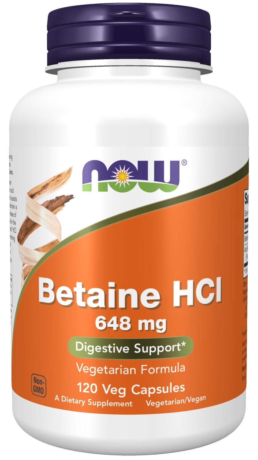 NOW Supplements, Betaine HCl 648 mg, Vegetarian Formula, Digestive