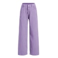 thumbnail image 4 of Mepaouo Women's Wide Leg Jeans Stripe Casual Denim Pants Baggy High Waisted Boyfriend Trousers(Purple,S), 4 of 5