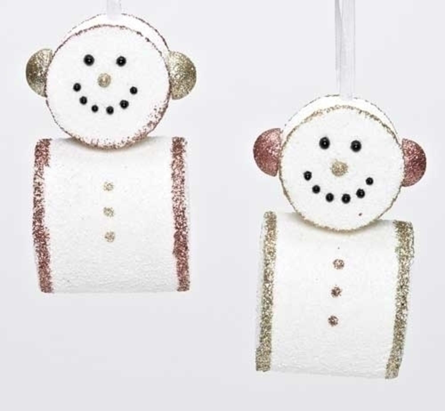 4.5" Gold Glitter Embellished Smiling Marshmallow Snowman Christmas