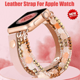 thumbnail image 3 of Leather Strap for Apple Watch Band Ultra 49mm 40mm 38mm 41mm Women Elastic Beaded Bracelet for iWAtch Series 8 7 6 SE 5 4 3 45mm 42 (BR,42 44 45 49mm), 3 of 7