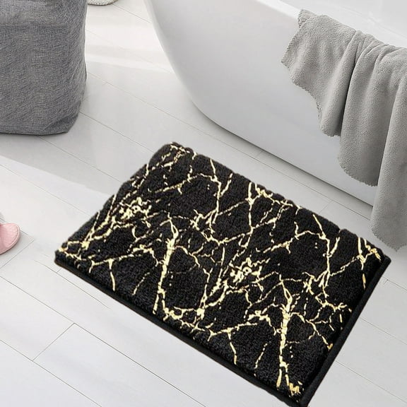 JOGZMZ Rugs Ultra Absorbent Non-Slip Memory Foam Machine Washable Soft Velvet Bath Mats Easier to Dry for Bathroom Floor Black 15.74x23.62in