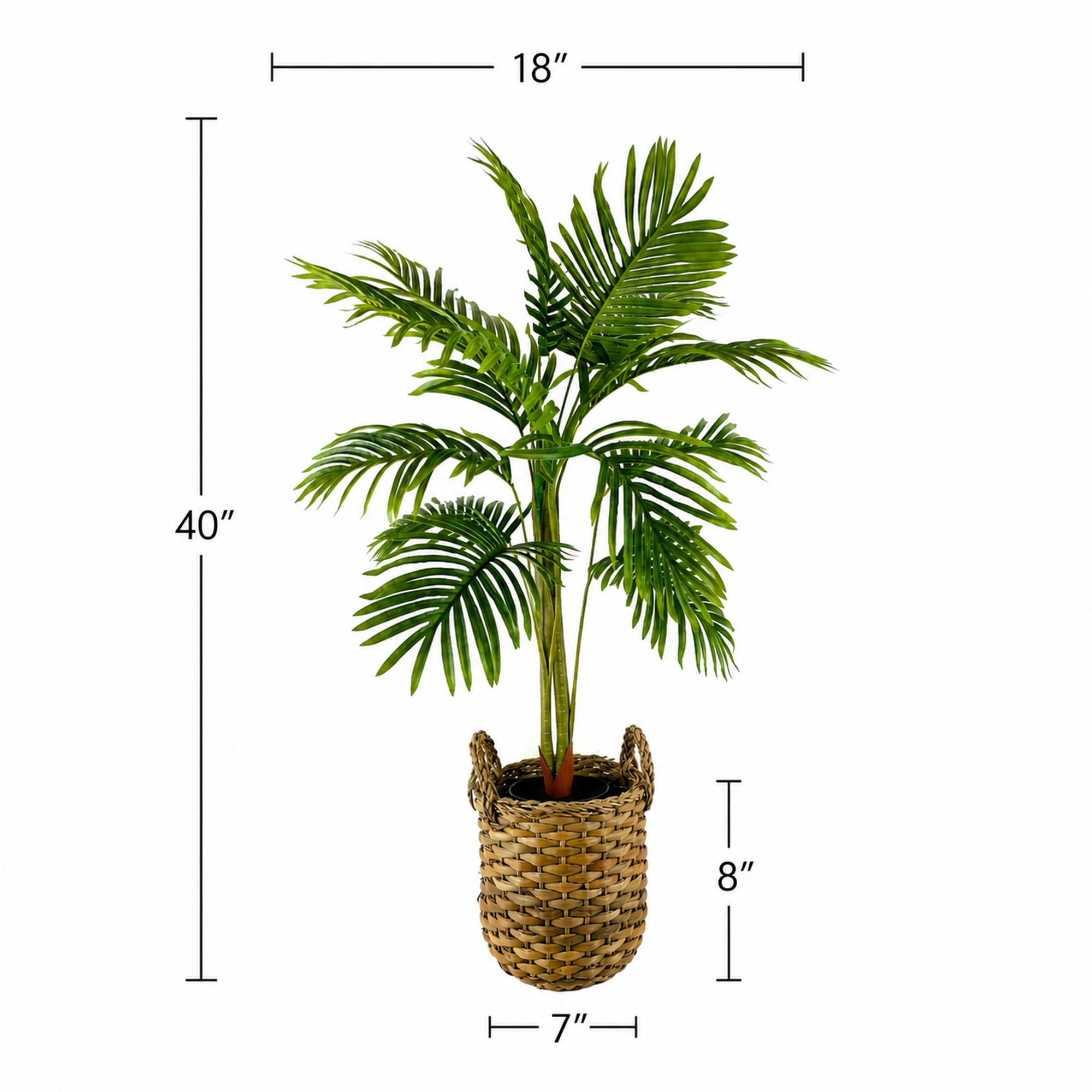 Artificial Plants, 3.3ft Artificial Palm Plant in Woven Handled Basket by LCG Florals, Faux Designer Fake Palm Tree Indoor for Home Décor Office Porch Patio Living Room Decor