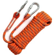 GINEE Outdoor 10mm Static Orange Rock Climbing Rope 200FT,Arborist Tree Climbing Gear with Safety Ropes, Magnet Fishing Rope,Rescue Grappling Lifeline Escape Descender Abseiling Rope